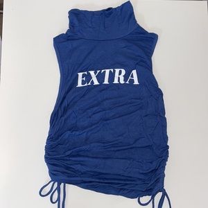 Blue Turtle Neck Tank Top